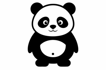 black and white panda silhouette, panda vector illustration, panda silhouette, animal silhouette isolated vector Illustration, png, Funny cute panda, Jumping cartoon pandas