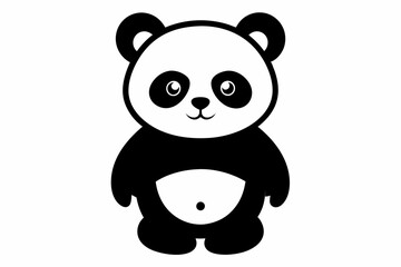 black and white panda silhouette, panda vector illustration, panda silhouette, animal silhouette isolated vector Illustration, png, Funny cute panda, Jumping cartoon pandas