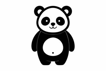 black and white panda silhouette, panda vector illustration, panda silhouette, animal silhouette isolated vector Illustration, png, Funny cute panda, Jumping cartoon pandas