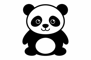 Fototapeta premium black and white panda silhouette, panda vector illustration, panda silhouette, animal silhouette isolated vector Illustration, png, Funny cute panda, Jumping cartoon pandas