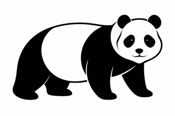 black and white panda silhouette, panda vector illustration, panda silhouette, animal silhouette isolated vector Illustration, png, Funny cute panda, Jumping cartoon pandas