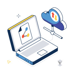 Cloud Sharing concept vector isometric style stock illustration. EPS file