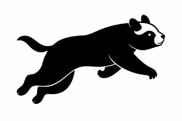 black and white panda silhouette, panda vector illustration, panda silhouette, animal silhouette isolated vector Illustration, png, Funny cute panda, Jumping cartoon pandas