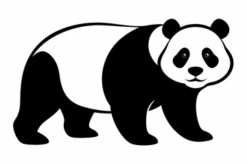 black and white panda silhouette, panda vector illustration, panda silhouette, animal silhouette isolated vector Illustration, png, Funny cute panda, Jumping cartoon pandas