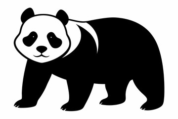 black and white panda silhouette, panda vector illustration, panda silhouette, animal silhouette isolated vector Illustration, png, Funny cute panda, Jumping cartoon pandas