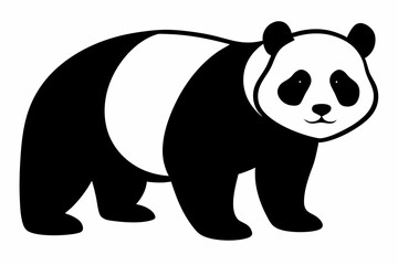 Fototapeta premium black and white panda silhouette, panda vector illustration, panda silhouette, animal silhouette isolated vector Illustration, png, Funny cute panda, Jumping cartoon pandas