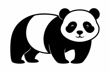 black and white panda silhouette, panda vector illustration, panda silhouette, animal silhouette isolated vector Illustration, png, Funny cute panda, Jumping cartoon pandas