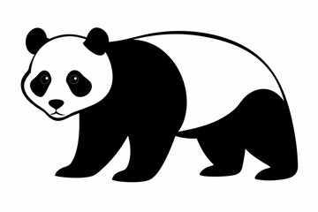 black and white panda silhouette, panda vector illustration, panda silhouette, animal silhouette isolated vector Illustration, png, Funny cute panda, Jumping cartoon pandas