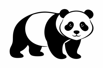 black and white panda silhouette, panda vector illustration, panda silhouette, animal silhouette isolated vector Illustration, png, Funny cute panda, Jumping cartoon pandas