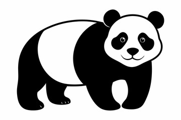 black and white panda silhouette, panda vector illustration, panda silhouette, animal silhouette isolated vector Illustration, png, Funny cute panda, Jumping cartoon pandas
