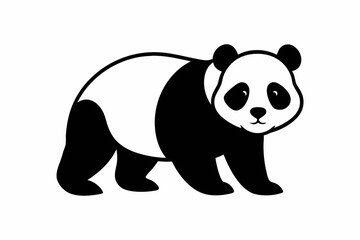 Fototapeta premium black and white panda silhouette, panda vector illustration, panda silhouette, animal silhouette isolated vector Illustration, png, Funny cute panda, Jumping cartoon pandas