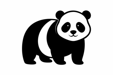 black and white panda silhouette, panda vector illustration, panda silhouette, animal silhouette isolated vector Illustration, png, Funny cute panda, Jumping cartoon pandas