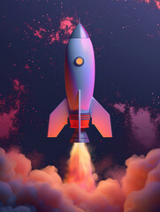 Obraz premium 3D rendering of simple style rocket illustration with a cartoon sense and prominent theme, set against a solid color background.