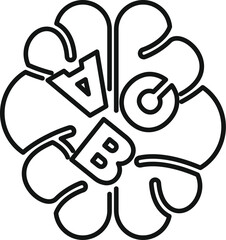 Line art illustration of a brain working on a formula for vitamin b complex supplements