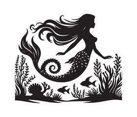 Fototapeta premium mermaid vector design,awesome mermaidsvg,high resolution printable mermaid atwork