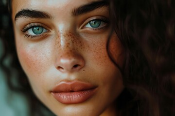 Fototapeta premium Close-up portrait of a stunningly beautiful young woman model