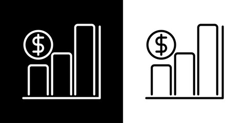 Obraz premium Financial graph icon. Business icon. Target. Admin. Work Team. Black icon. Silhouette.