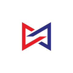 letter cm linked triangles colorful geometric logo vector