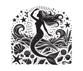 mermaid vector design,awesome mermaidsvg,high resolution printable mermaid atwork