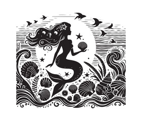 mermaid vector design,awesome mermaidsvg,high resolution printable mermaid atwork