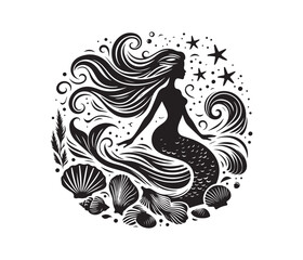 mermaid vector design,awesome mermaidsvg,high resolution printable mermaid atwork