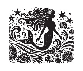 mermaid vector design,awesome mermaidsvg,high resolution printable mermaid atwork