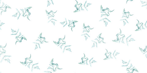 Watercolor floral seamless pattern with eucalyptus branches. Spring colorful decor with hand drawn botanical illustrations leaves on white background.