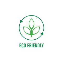 Eco Friendly leaf green icon with arrows Environment friendly green leaf logo vector symbol