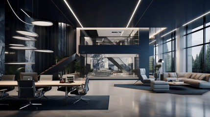 Fototapeta premium Modern Office Interior with Chairs and Tables in the city