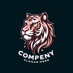 Tiger mascot animal Head Logo Vector Illustration design