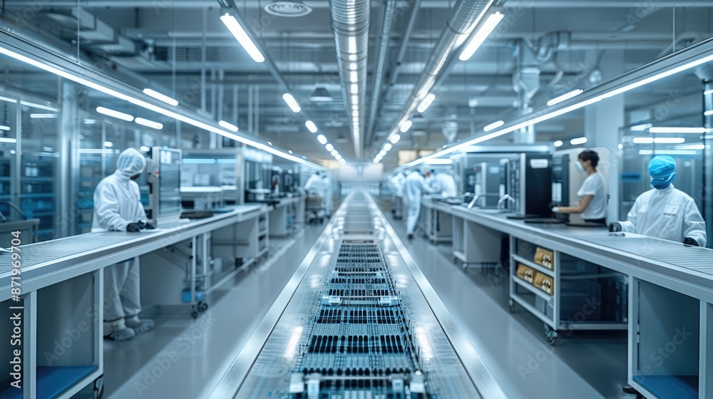 Poster A semiconductor circuit version, spatial sense, is being tested on the production line.. Generative AI.