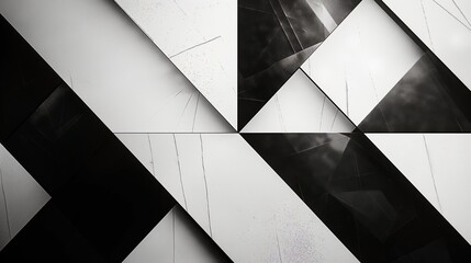 Geometric abstract black and white background. Modern design featuring sharp lines and contrasting angles. Ideal for contemporary and techrelated visuals.