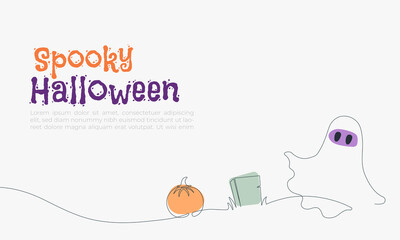 line continuous pumpkin spooky halloween