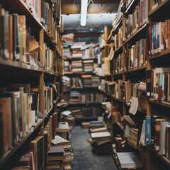 Obraz premium Focused Library Shelves in a Modern Setting