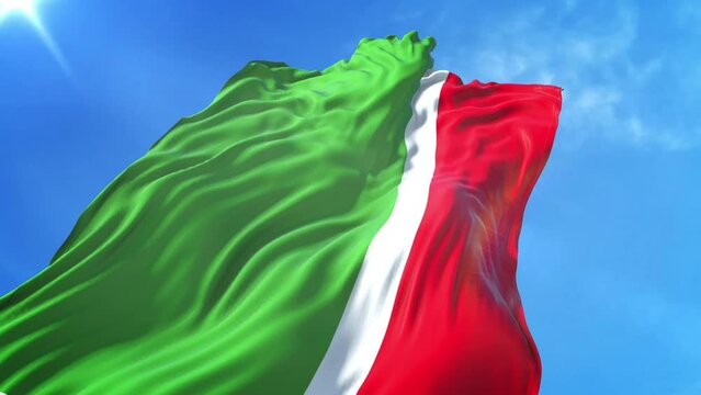 Chechen Republic Flag Low Angle View