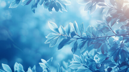 Abstract Blue Nature Background, Generative AI Illustration
