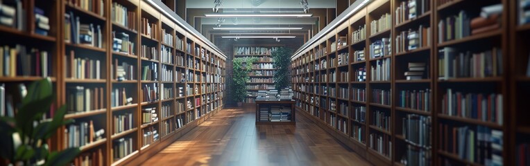 Focused Library Shelves in a Modern Setting