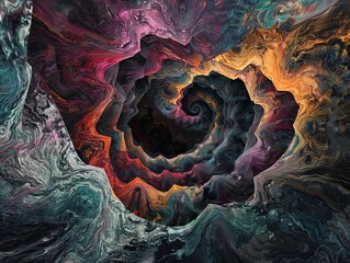 Obraz premium A deep, abstract composition with dark, swirling colors and intricate, shadowy details 