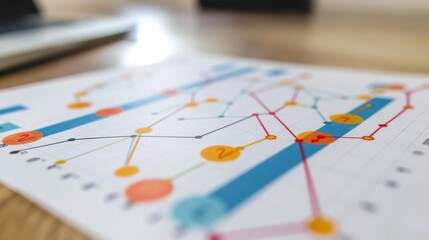 Fototapeta premium A close-up of a line graph showing financial growth trends over time