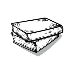 Two books stacked with vintage art line style