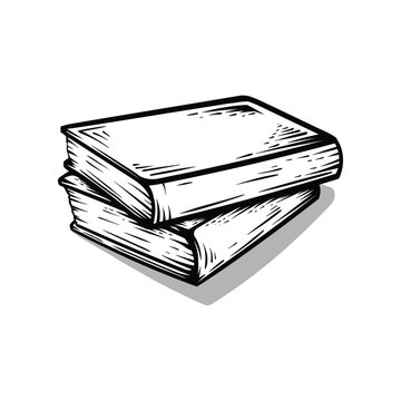 recommend clip art: Two books stacked with vintage art line style