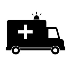 Simple ambulance silhouette icon. Vector.