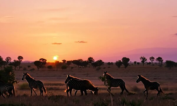 silhouette of zebra in the savannah