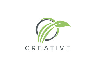 Minimal and professional Green leaf logo design template