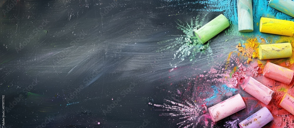 Poster vibrant chalk with a plain white backdrop for copy space image.