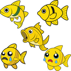 Yellow Bass flat design ,animal vector design