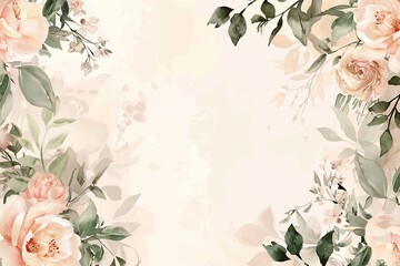 Elegant floral background with soft pastel flowers and greenery, perfect for invitations, greeting cards, and wedding designs.