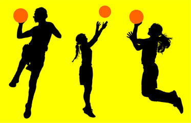 jugador de baloncesto, basketball, pegatina, vector, juego, baloncesto, siluetas, entrenamiento, deportistas