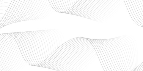 White wave curve lines banner background design. Abstract soft wave lines dynamic flowing gray light isolated background. Vector Illustration of the gray pattern of lines. Black stripes on white	
