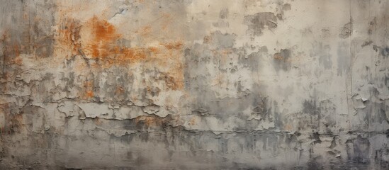 Obraz premium A grungy concrete wall texture displaying stains and peeled layers in the background, suitable for a copy space image.